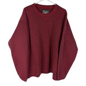 Eddie Bauer Men's XXL Burgundy Marled Cotton Crewneck Sweater Outdoor Outfitters